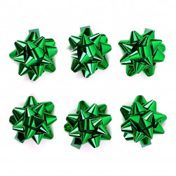 Бант Звезда, Зеленый, Металлик, 7,6 см, 6 шт.
