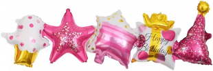 Гирлянда (42''/107 см) Фигура, С Днем Рождения, Подарки и сладости, Розовый, 2 шт. в уп.