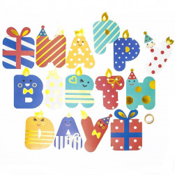 Гирлянда Happy Birthday, Веселые буквы, Ассорти, Металлик, 180 см, 1 упак.