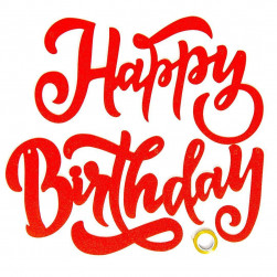 Гирлянда Happy Birthday (элегантный шрифт), Красный, с блестками, 20*100 см, 1 упак.
