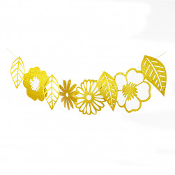 Гирлянда Цветы и листья, Золото, с блестками, 250 см, 1 упак.
