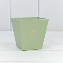 Коробка для цветов, Ваза, Тиснение Цветок, Зеленый, 10,7*10,6*7,2 см, 1 шт.
