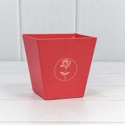 Коробка для цветов, Ваза, Тиснение Цветок, Красный, 10,7*10,6*7,2 см, 1 шт.