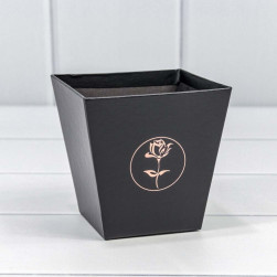 Коробка для цветов, Ваза, Тиснение Цветок, Черный, 10,7*10,6*7,2 см, 1 шт.