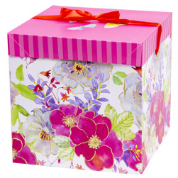 Коробка складная, Акварельные цветы, 25*25*25 см, 1 шт.