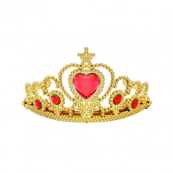 Корона пластиковая, Сердце, Золото/Красный, 16*7,5 см, 1 шт.