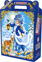 Коробка складная, Подарок Снежный праздник, Синий, 21*17*7 см, 1 шт.