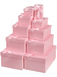 Набор коробок Атласный бант, Розовый, 30*20*13 см, 10 шт.