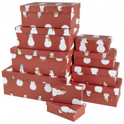 Набор коробок Веселые снеговики, 33*20*13 см, 10 шт.
