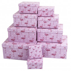 Набор коробок Грация фламинго, Розовый, 28*28*14 см, 10 шт.