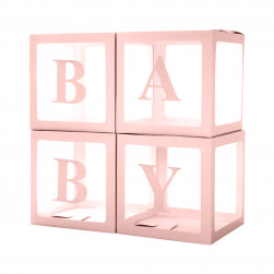 Набор коробок для шаров, Baby, Нежно-розовый, 30*30*30 см, 4 шт. в упак.