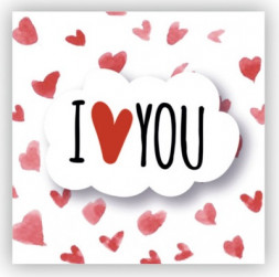 Мини-открытка, I Love You (воздушные сердца), 7*7 см, 20 шт.