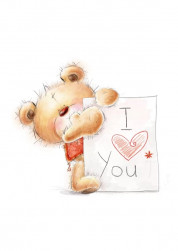 Мини-открытка, I love you (плюшевый мишка), 5*7 см, 10 шт.