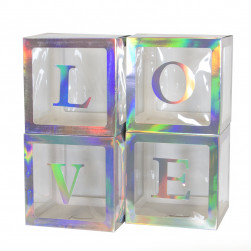 Набор коробок для шаров, Love, Жемчужный, Перламутр, 30*30*30 см, 4 шт. в упак.