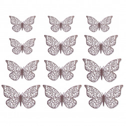Наклейки Ажурные бабочки, Розовое Золото, 8-12 см*4 шт, 12 шт, 1 упак.