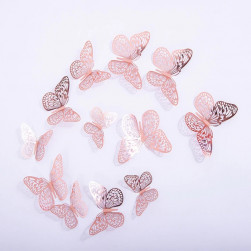 Наклейки Нежные бабочки, Розовое Золото, 8-12 см*4 шт, 12 шт, 1 упак.