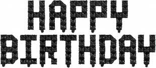 Набор шаров-букв (16''/41 см) Мини-Надпись "Happy Birthday", Пиксели, Черный, 1 шт. в упак.