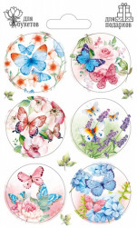Наклейки-стикеры на подарок Цветы и бабочки, 9*15 см, 20 шт.