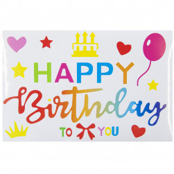 Наклейка Happy Birthday (красочный микс), 19,5*30 см, Разноцветный, Градиент, 1 шт.