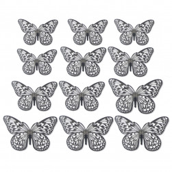 Наклейки Нежные бабочки, Серебро, 8-12 см*4 шт, 12 шт, 1 упак.