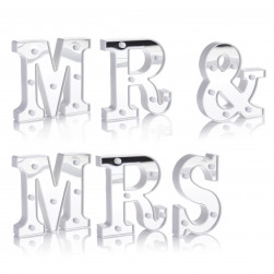 Набор световых фигур MR & MRS, 16 см. Серебро, 1 шт.