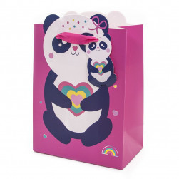 Пакет подарочный 3D, Панда с сердечком, Розовый, 23*18*10 см, 1 шт.