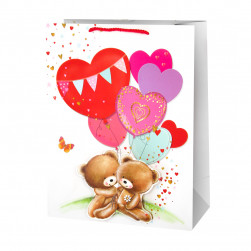 Пакет подарочный 3D, От мишек с любовью, Дизайн №3, с блестками, 32*26*10 см, 1 шт.
