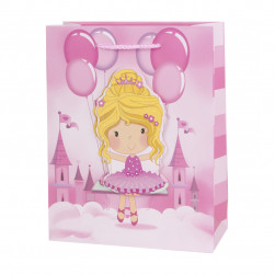 Пакет подарочный 3D, Принцесса-малышка, Розовый, с блестками, 42*31*12 см, 1 шт.