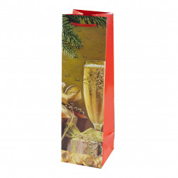 Пакет подарочный для вина, Праздничное настроение, Дизайн №1, Металлик, 38*11*11 см, 1 шт.