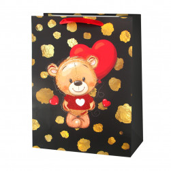 Пакет подарочный 3D, Очаровательный медвежонок, Дизайн №2, с блестками, 32*26*10 см, 1 шт.