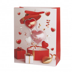 Пакет подарочный 3D, Невесомый сюрприз, Красный, с блестками, 32*26*10 см, 1 шт.