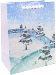 Пакет подарочный, Волшебная зима, с блестками, 33*26*14 см, 1 шт.