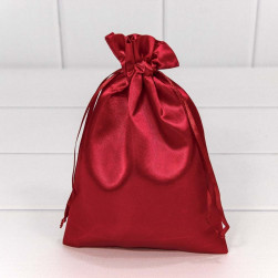 Подарочный мешочек, Атласный, Бордовый, 12*10 см, 1 шт.