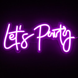 Световая надпись на подложке Let's Party, 18,5*41 см. Розовый, 1 шт.