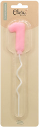 Свеча Цифра, 1 Воздушная серия, Розовый, 6 + 11 см, 1 шт. с держат.