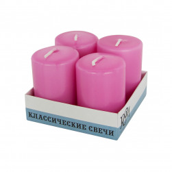 Свечи классические Столбики, Розовый, 6*4 см, 4 шт.