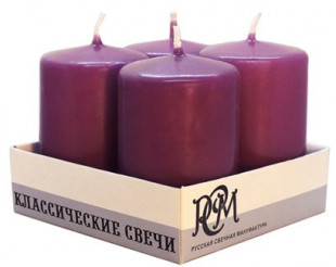 Свечи классические Столбики, Фиолетовый, 6*4 см, 4 шт.
