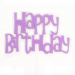 Топпер, Happy Birthday (шрифт граффити), Сиреневый, 11*14 см, 1 шт.