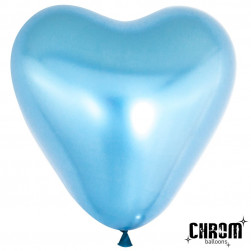 Сердце (10''/25 см) Синий, хром, 50 шт.