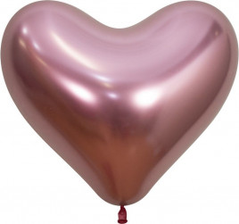 Сердце (14''/36 см) Reflex, Зеркальный блеск, Розовый (909), хром, 50 шт.