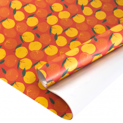 Упаковочная бумага (0,7*1 м) Мандаринки, Оранжевый, 10 шт.