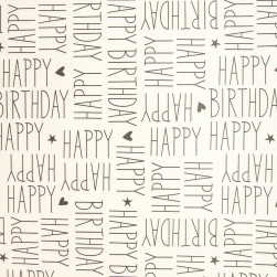 Упаковочная бумага, Крафт (0,7*1 м) Happy Birthday (сердечки), Черный, 1 шт.