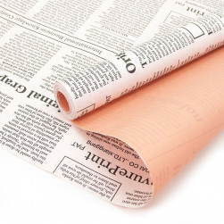 Упаковочная бумага, Крафт (0,7*10 м) Газета Экспресс (черный шрифт), Белый/Коралловый, 2 ст, 1 шт.