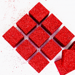 Фигура из пенопласта Куб, 3 см, Красный, Металлик, с блестками, 12 шт.