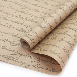 Упаковочная бумага, Крафт (0,7*10 м) Рукопись, Черный, 2 ст, 1 шт.