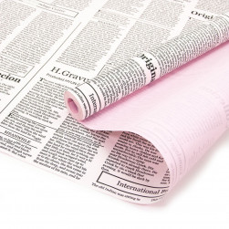 Упаковочная бумага, Крафт (0,7*10 м) Газета Экспресс (черный шрифт), Белый/Розовый, 2 ст, 1 шт.