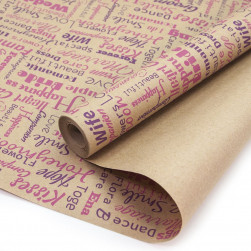 Упаковочная бумага, Крафт (0,7*9,14 м) Romantik, Малиновый/Фиолетовый, 1 шт.