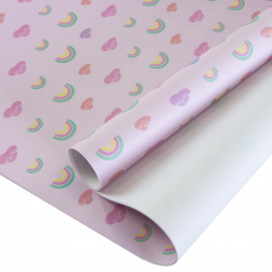 Упаковочная бумага (0,7*1 м) Облачка и радуга, Розовый, 10 шт.
