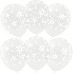 Шар (12''/30 см) Искры снежинок, Прозрачный (600), кристалл, 5 ст, 25 шт.