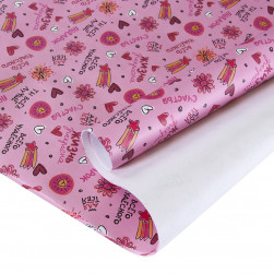 Упаковочная бумага (0,7*1 м) Подарок для тебя (сердечки), Розовый, 10 шт.